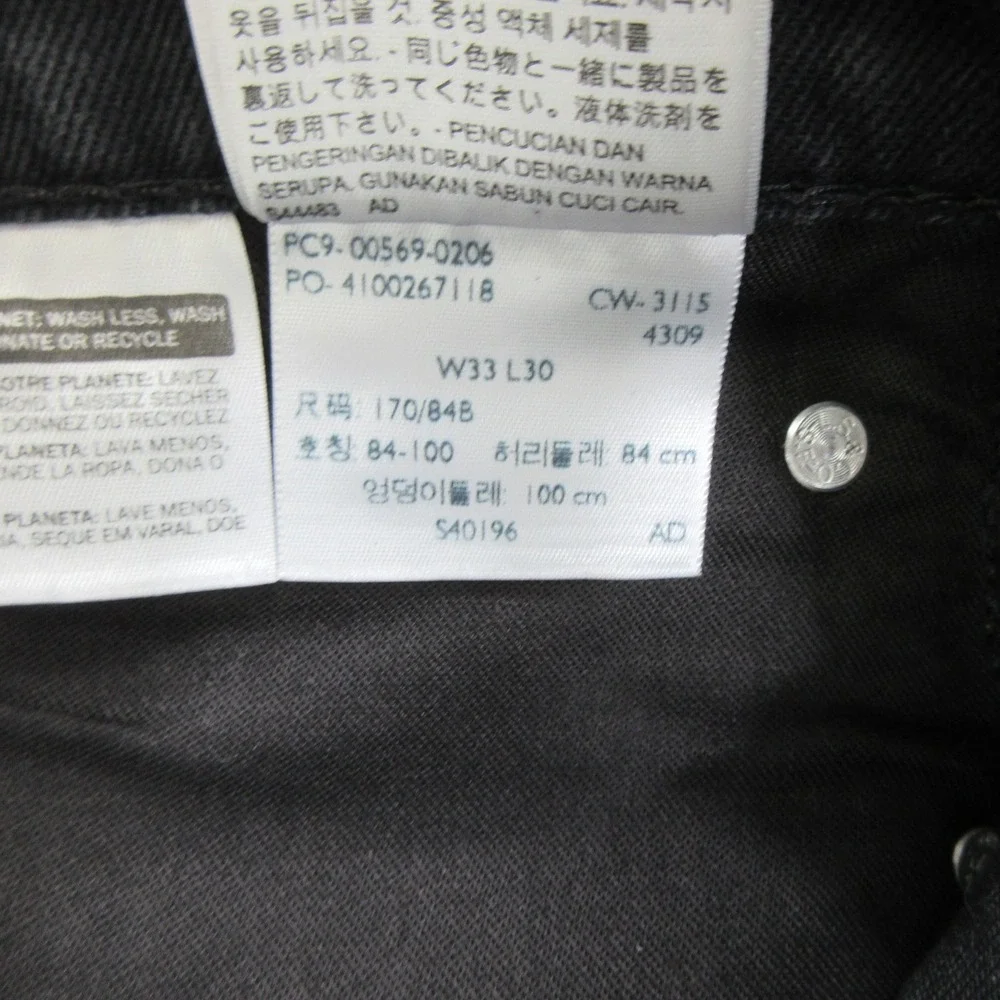 Levi's Men's Jeans 33x28 569 Loose Straight Black Denim Pants